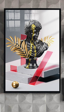 现代简约北欧抽象轻奢人像艺术雕塑装饰画玄关八