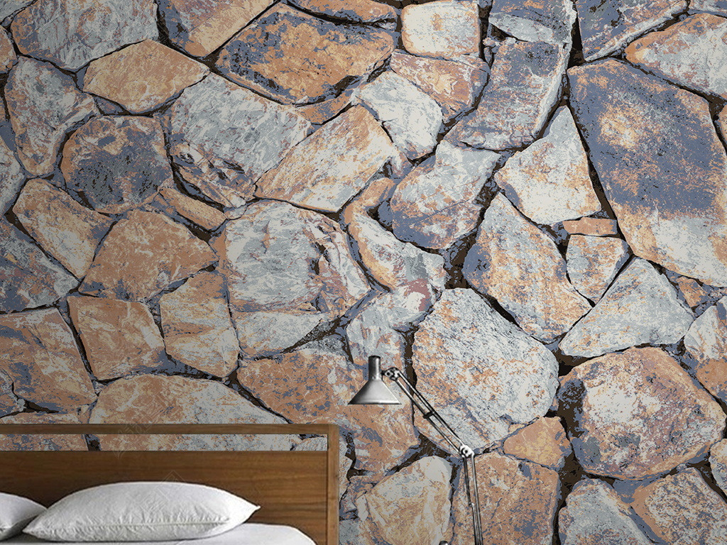 时尚现代简约石头石墙砖墙复古墙纸电视背景墙
