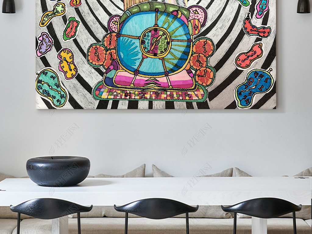 原创矢量绘制时间机器时间隧道欢愉系列装饰画卡通画版权可商用