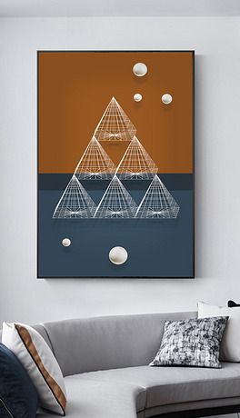 现代简约风格抽象创意曲线爱马仕色块装饰画