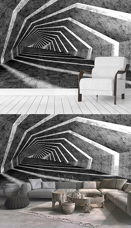 原创水泥板延伸空间背景墙