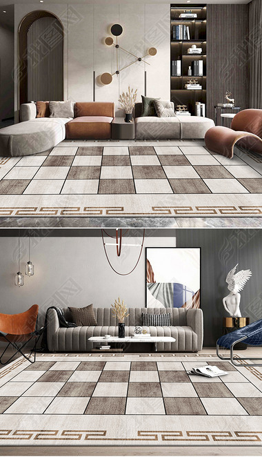 现代北欧轻奢几何抽象创意客厅地毯地垫图案设计