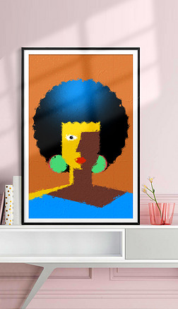 文艺包装饰画|现代抽象人物线条色块餐厅文艺油画包豪斯装饰画