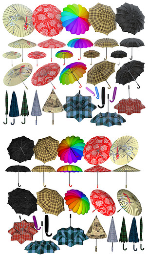 雨伞油伞遮阳伞组合-8个压缩包-多种软件制作