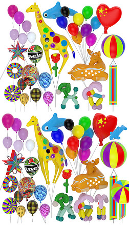 儿童卡通庆典氢气球组合-8个压缩包-多种软件