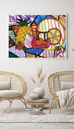 水果矢量绘制毕加索治愈系列装饰画欢愉系列画作