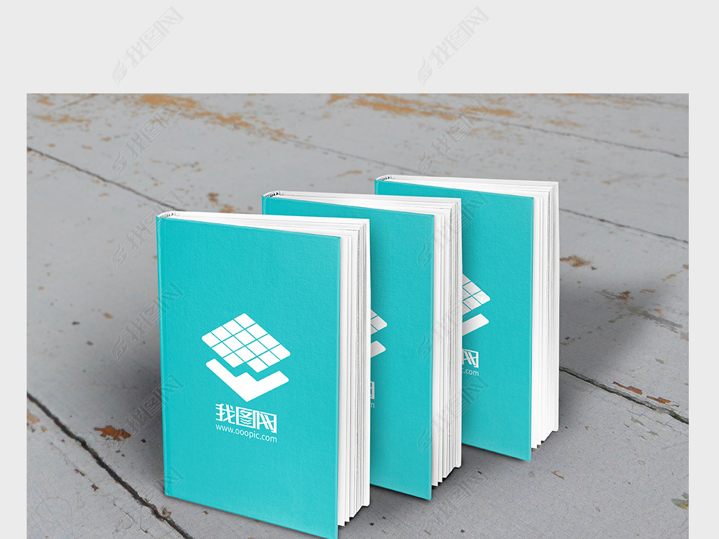 三款直立精装书籍宣传册封面贴图样机