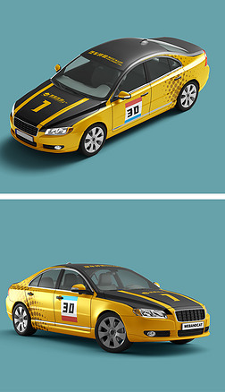 汽车高清写真样机|高清优质轿车汽车车身贴膜贴图样机