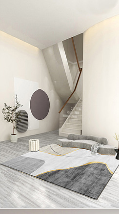 北欧简约现代轻奢几何抽象创意极简客厅地毯地垫