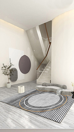 北欧简约现代轻奢几何抽象创意极简客厅地毯地垫