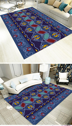 欧式古典复古图案地毯走廊过道地垫异域地毯