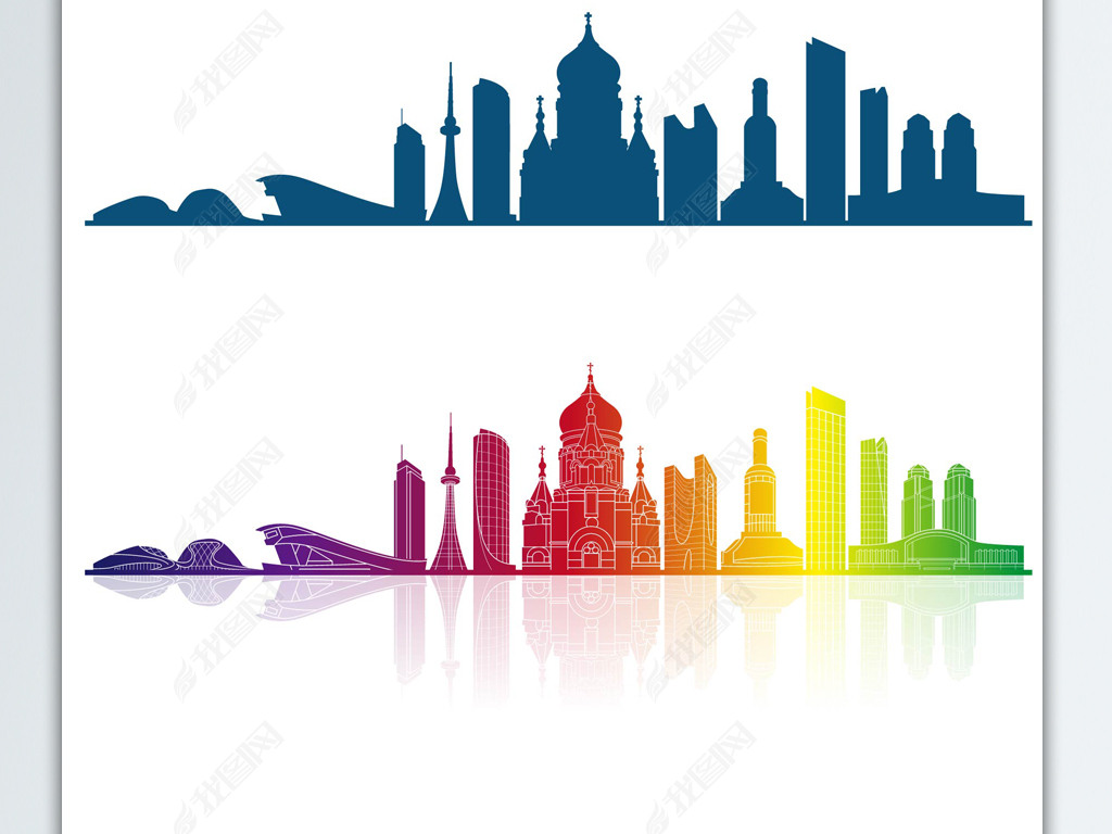 哈尔滨地标建筑矢量设计元素