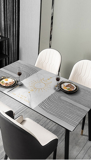 北欧现代简约轻奢几何抽象大理石桌布茶几餐桌垫