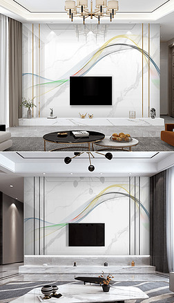 现代简约抽象飘带金色线条电视背景墙专题模板-现代简约抽象飘带金色