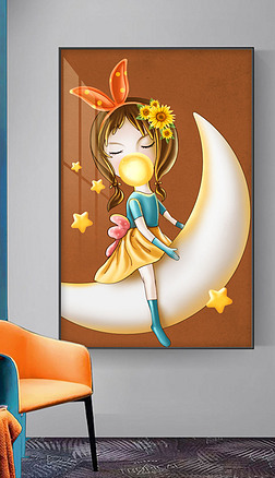 梦幻4装饰画|现代简约梦幻童话泡泡女孩儿童装饰画4