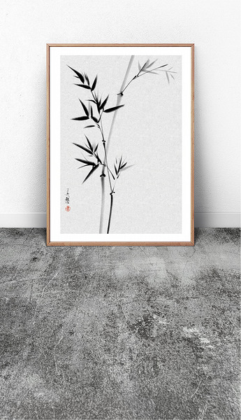 手绘竹子水墨画客厅书房无框画下载-编号25433677-花鸟装饰画-我图网