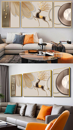 现代轻奢抽象金色立体剪纸马到成功客厅装饰画4