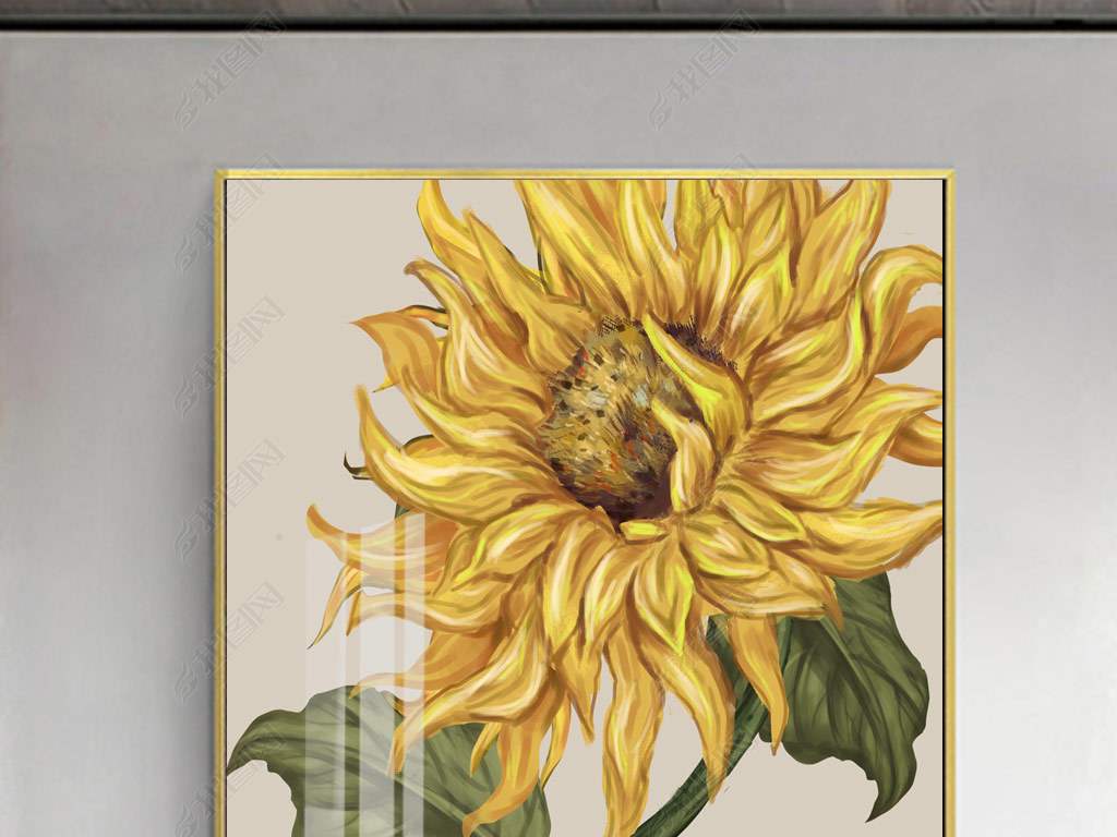 现代手绘向日葵小清新客厅玄关装饰画