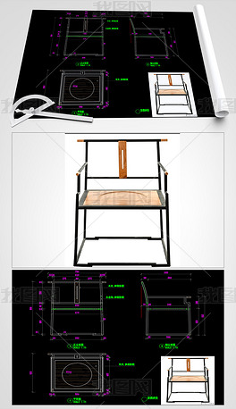 新中式家具书椅CAD洽谈椅CAD椅子图库