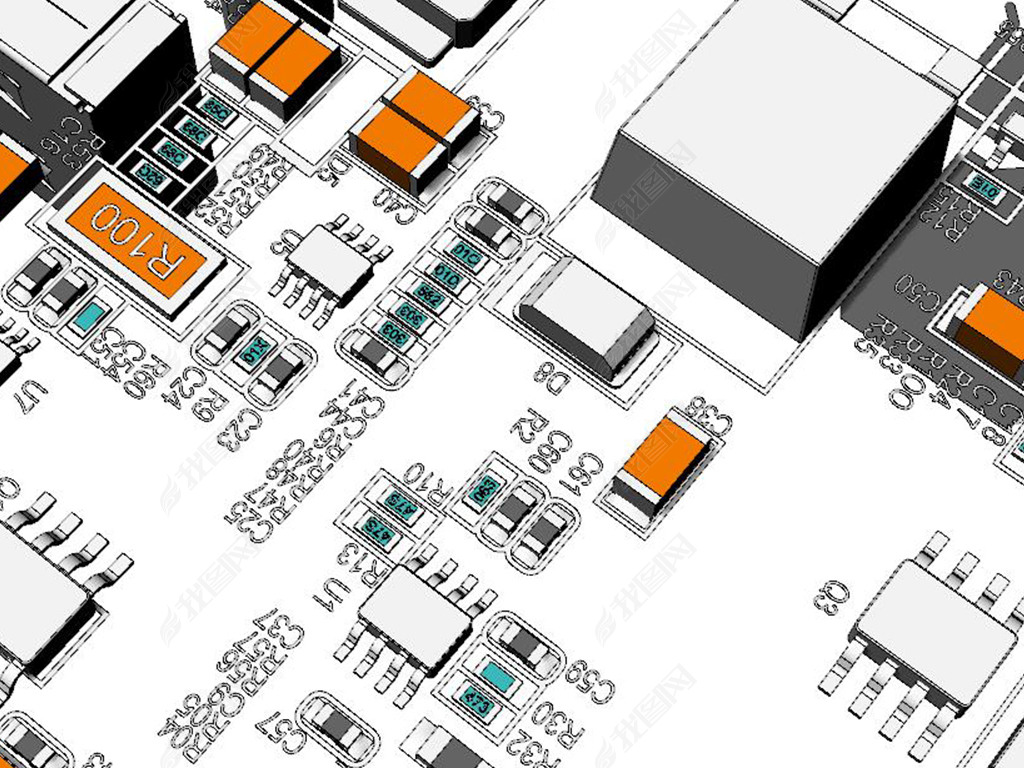 原创电子元器件电阻芯片电路板犀牛模型obj模型版权可商用