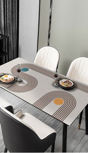 现代简约几何抽象线条圆圈餐厅桌布