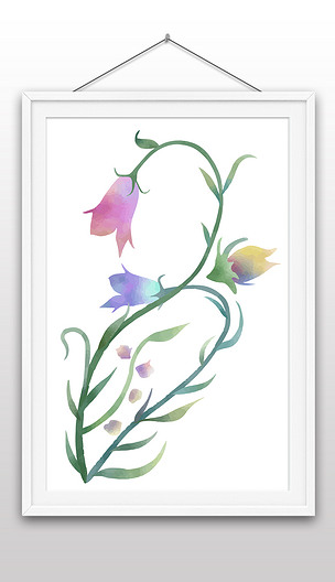 原创手绘水彩风格花卉插画装饰画