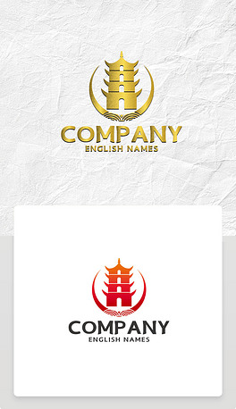古建筑图案古塔logo设计素材模板