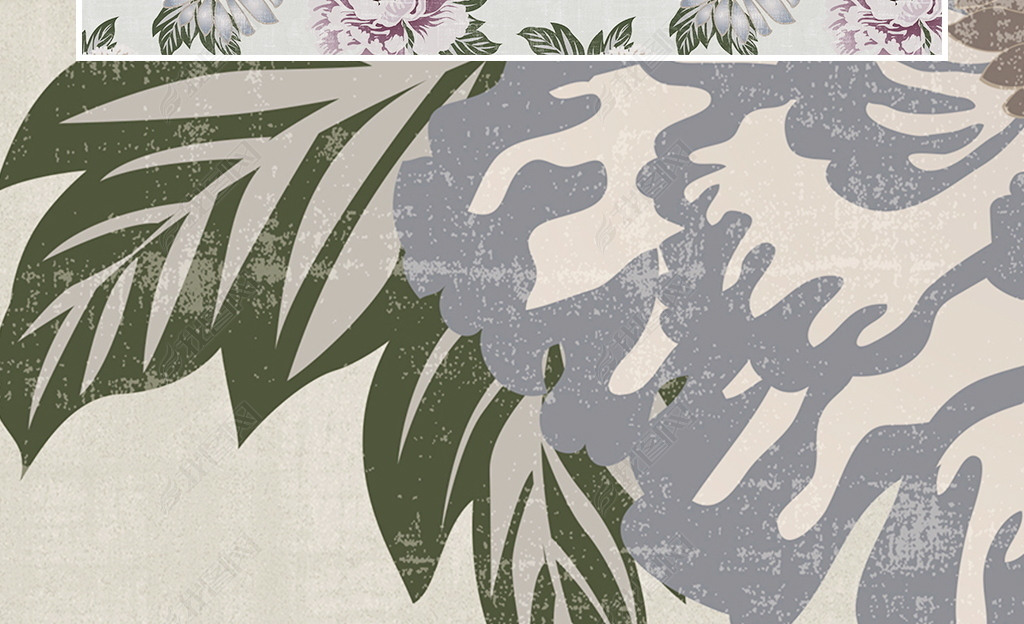 现代简约花卉牡丹时尚墙纸壁画壁纸图案设计