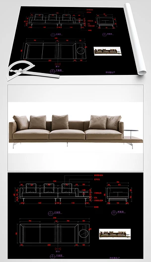 现代家具布艺沙发CAD沙发图库