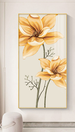 现代简约小清新手绘花卉创意玄关装饰画4