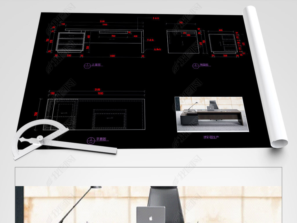 办公家具CAD书桌CAD办公桌CAD桌子图纸