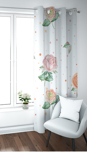 淡雅玫瑰花窗帘