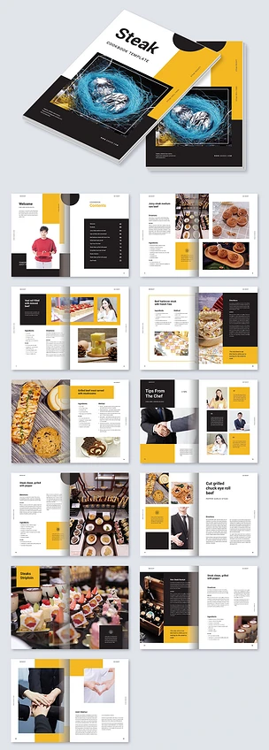 时尚精美美食宣传画册菜单InDesign模板
