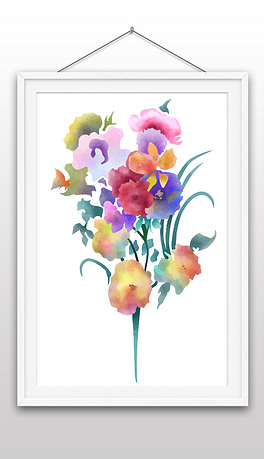 手绘彩色水彩风花卉鲜花插画矢量图装饰画