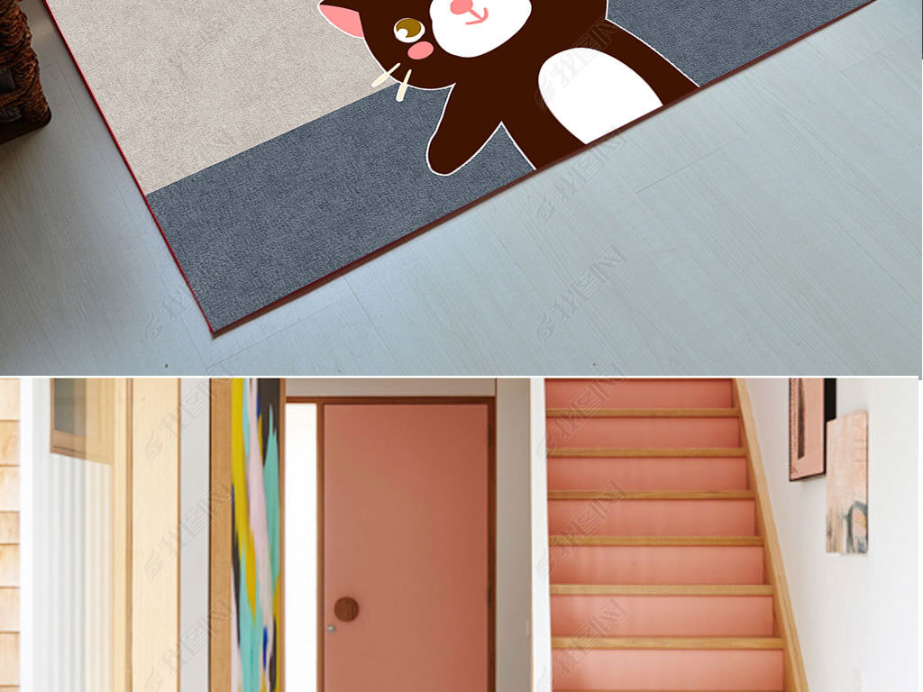 原创现代可爱卡通进门小黑熊浴室地垫入户门地垫版权可商用