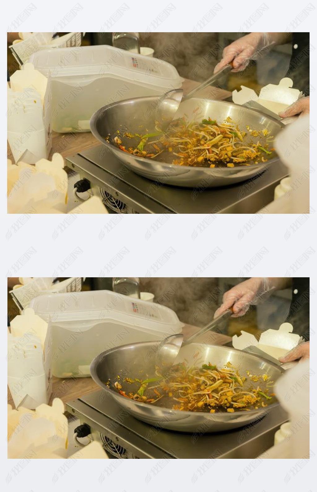 Close Up of Person Cooking Stir Fry in Hot Pan