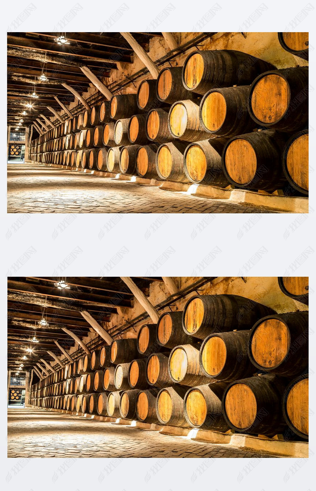 Barrels in  wine cellar in Porto