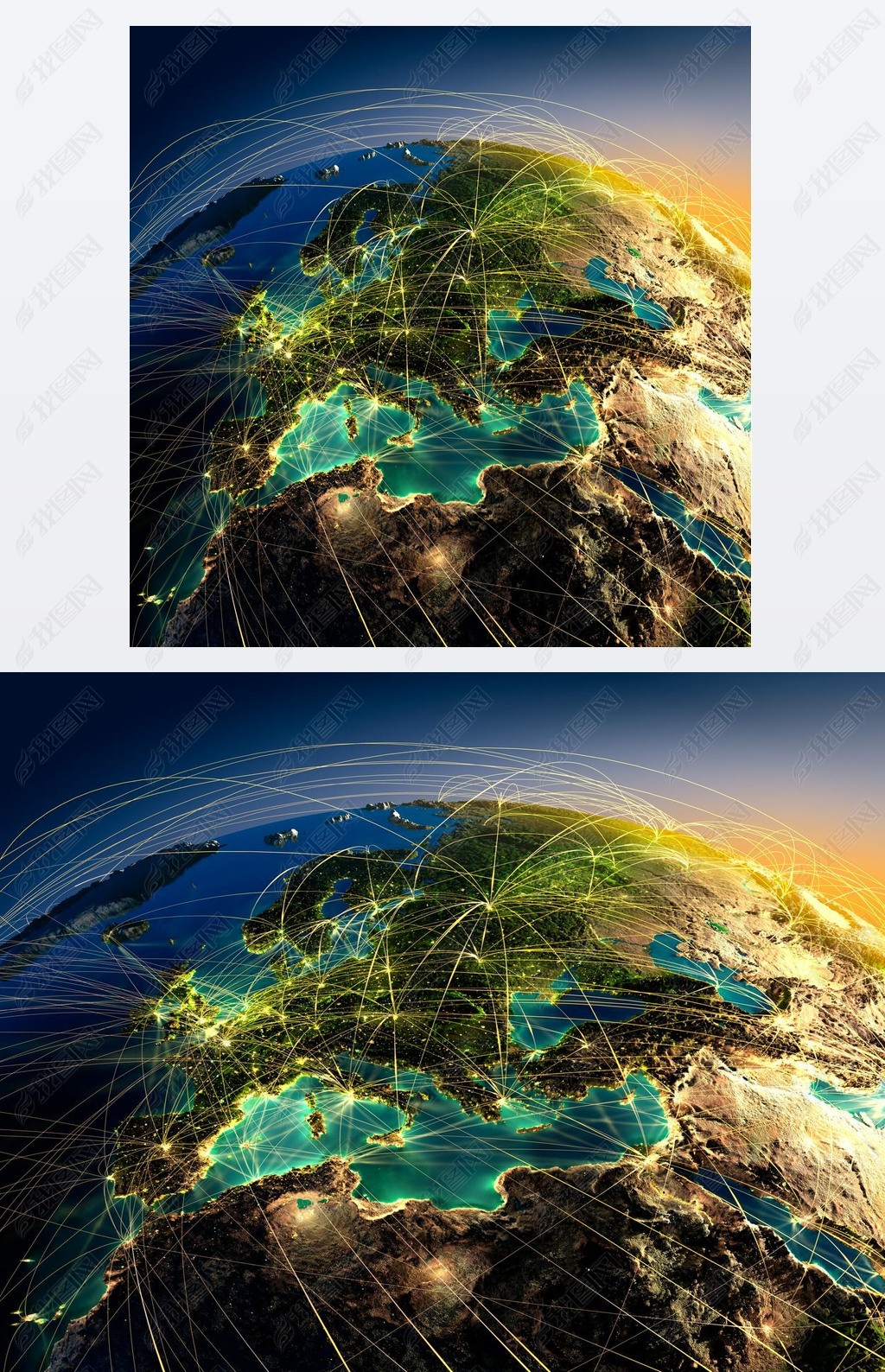 Highly detailed Earth at night with embossed continents