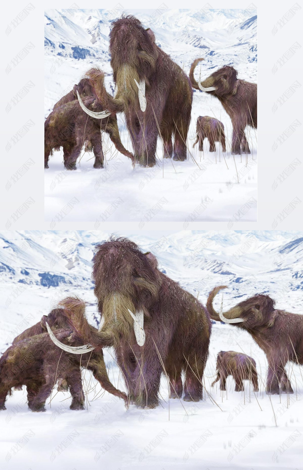 Wooly Mammoth Ice Age Scene