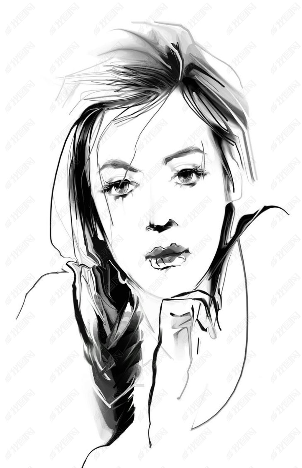 绘图的美丽的女人的画像下载-编号25484065-人物情感-我图网