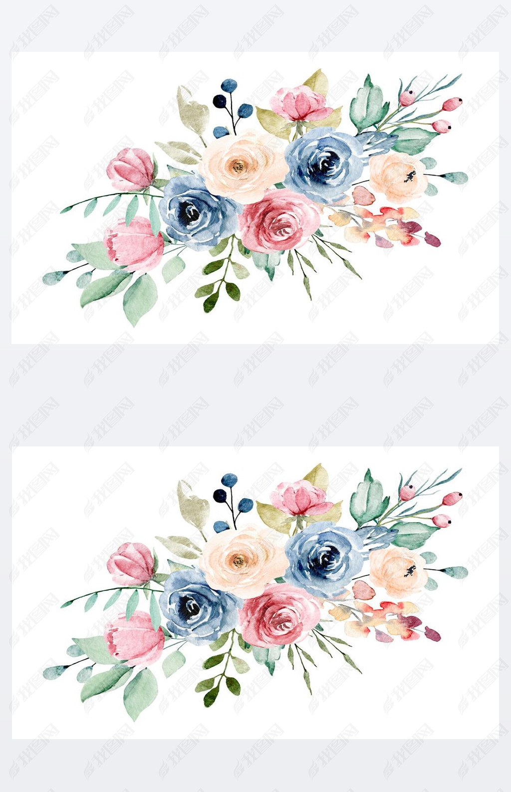 beautiful watercolor flowers, botanic composition for wedding or greeting card