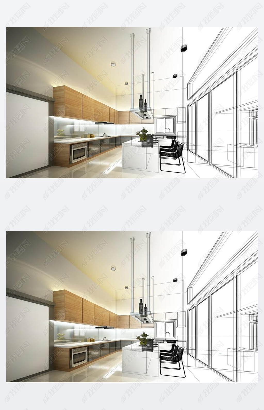 abstraktn skica design interiru kuchyn