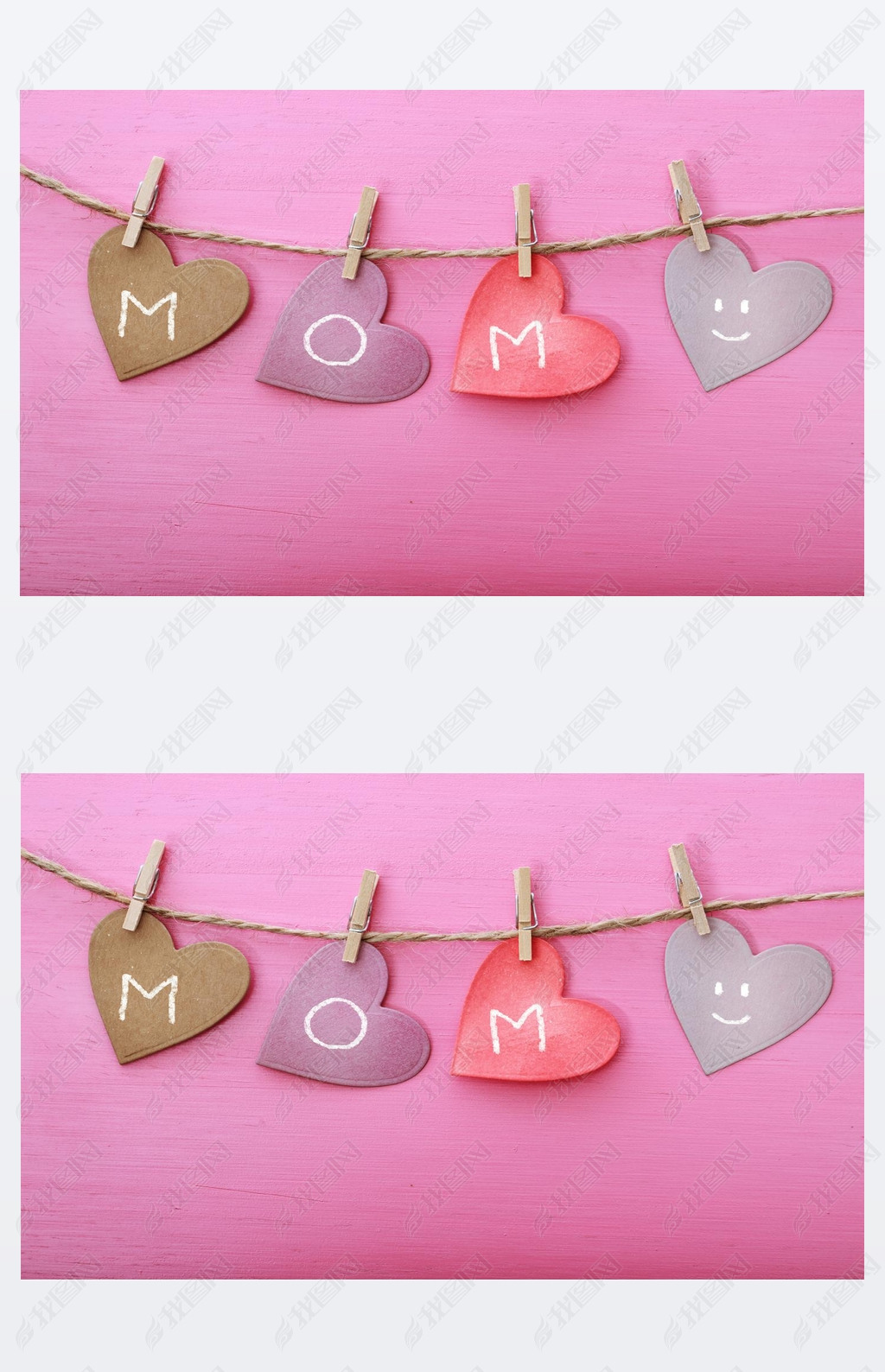 Mothers day message on paper hearts