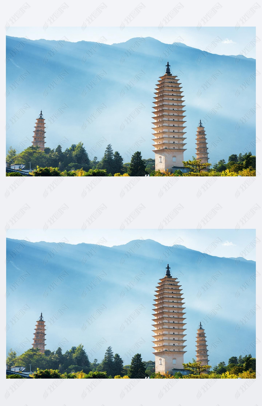 The Three Pagodas of Chongsheng Temple in Dali, China