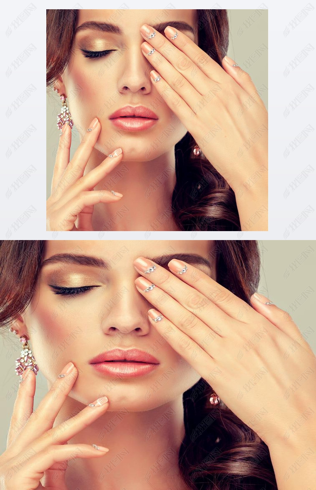 woman and stylish make up  and manicure nails