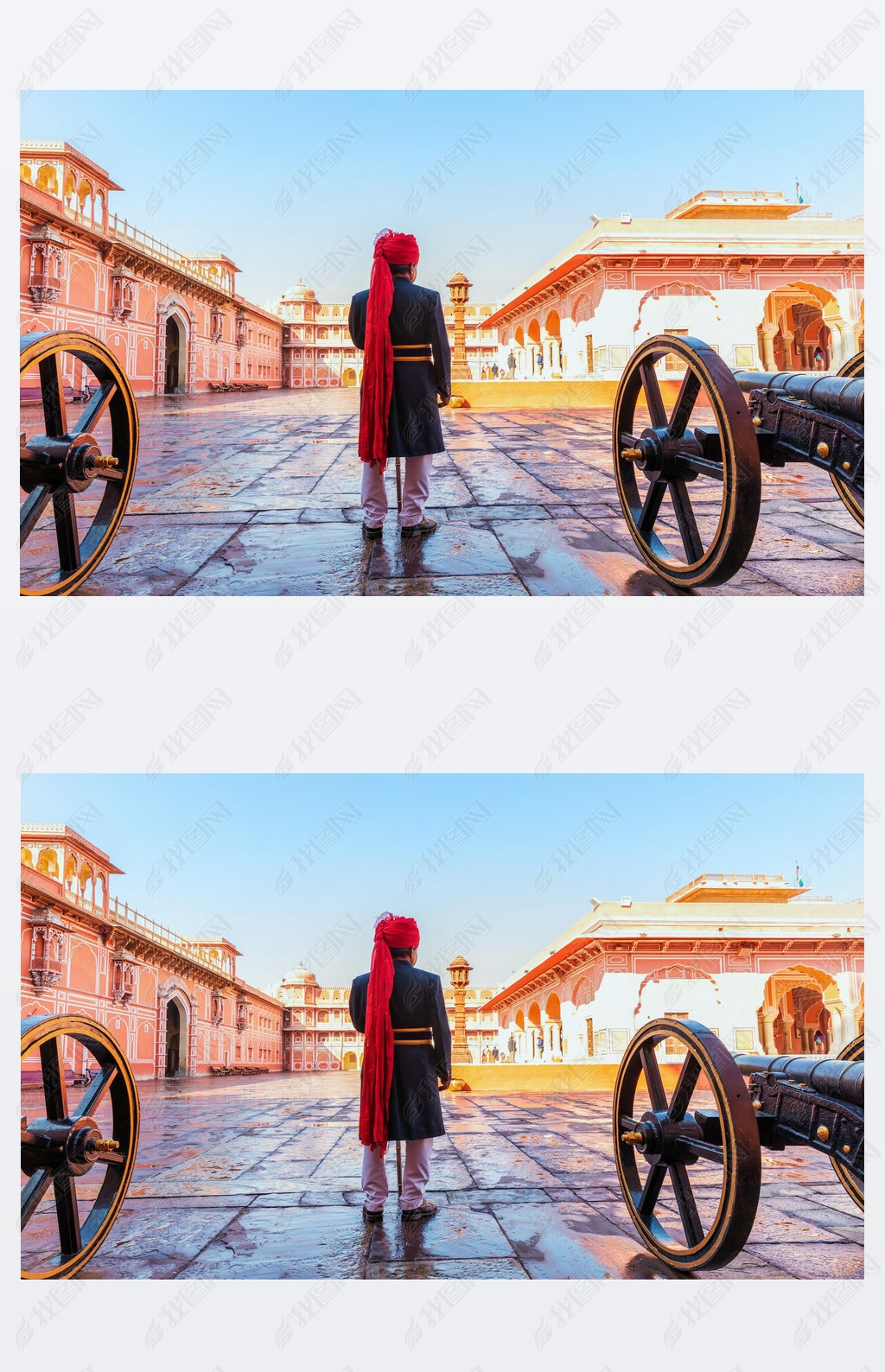 Jaipur City Palace Guard in his traditonal uniform, India.