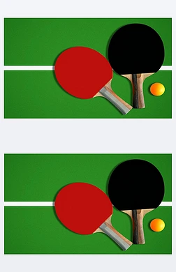 乒乓球器材。乒乓球拍和球.