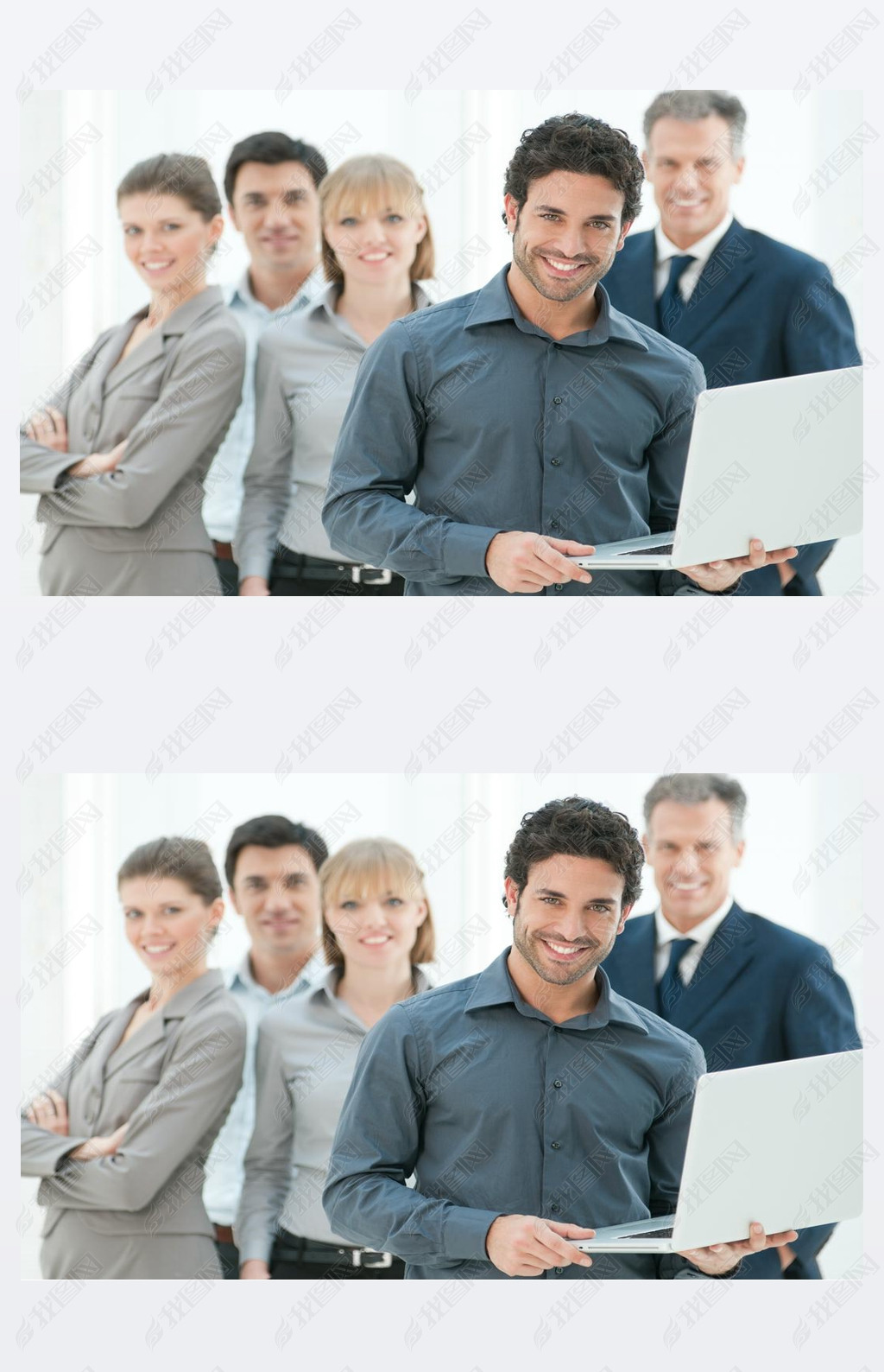 Business man holding a modern laptop