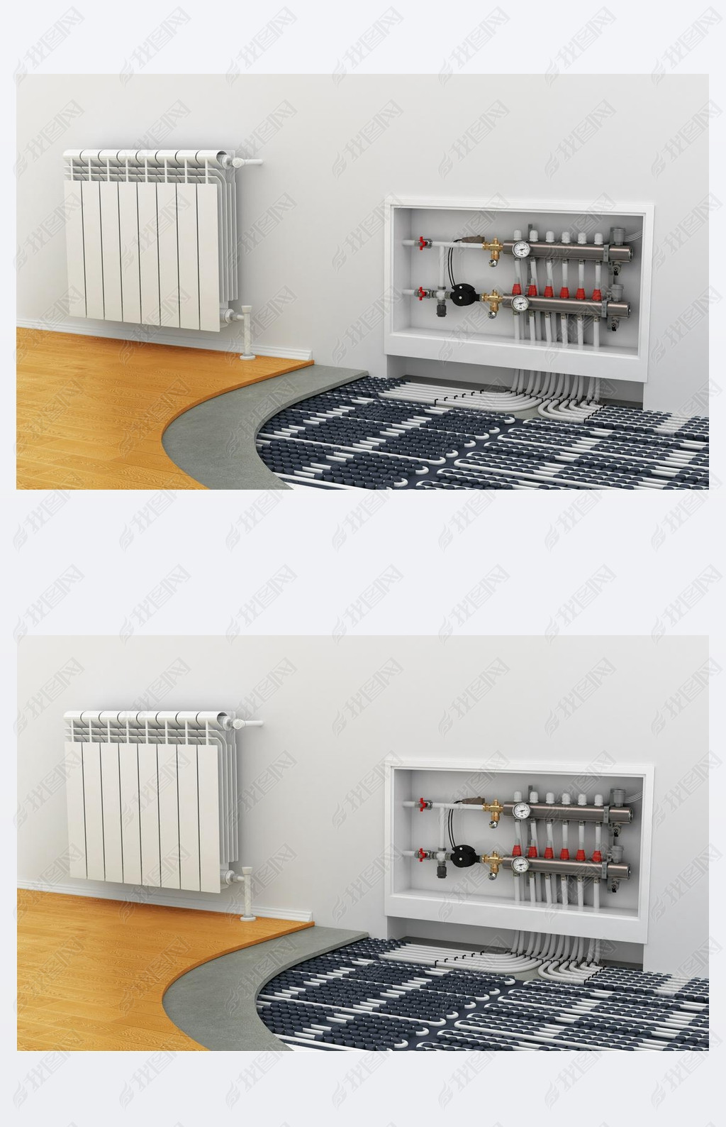 floor heating system, the collector, the battery