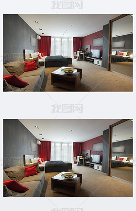 Modern no walls apartment interior